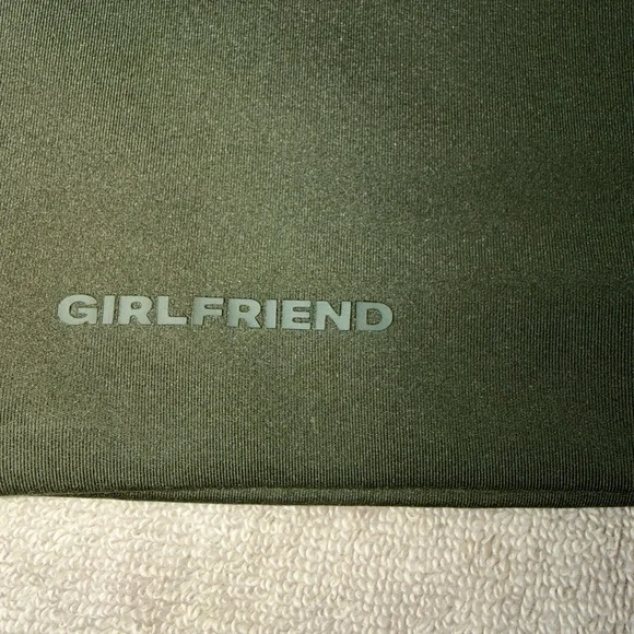 girlfriend collective Dark Green Cross-Halter Crop Top - Picture 5 of 7